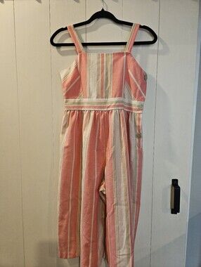 Iris & Ivy Pink and Cream Striped Girls' Jumpsuit